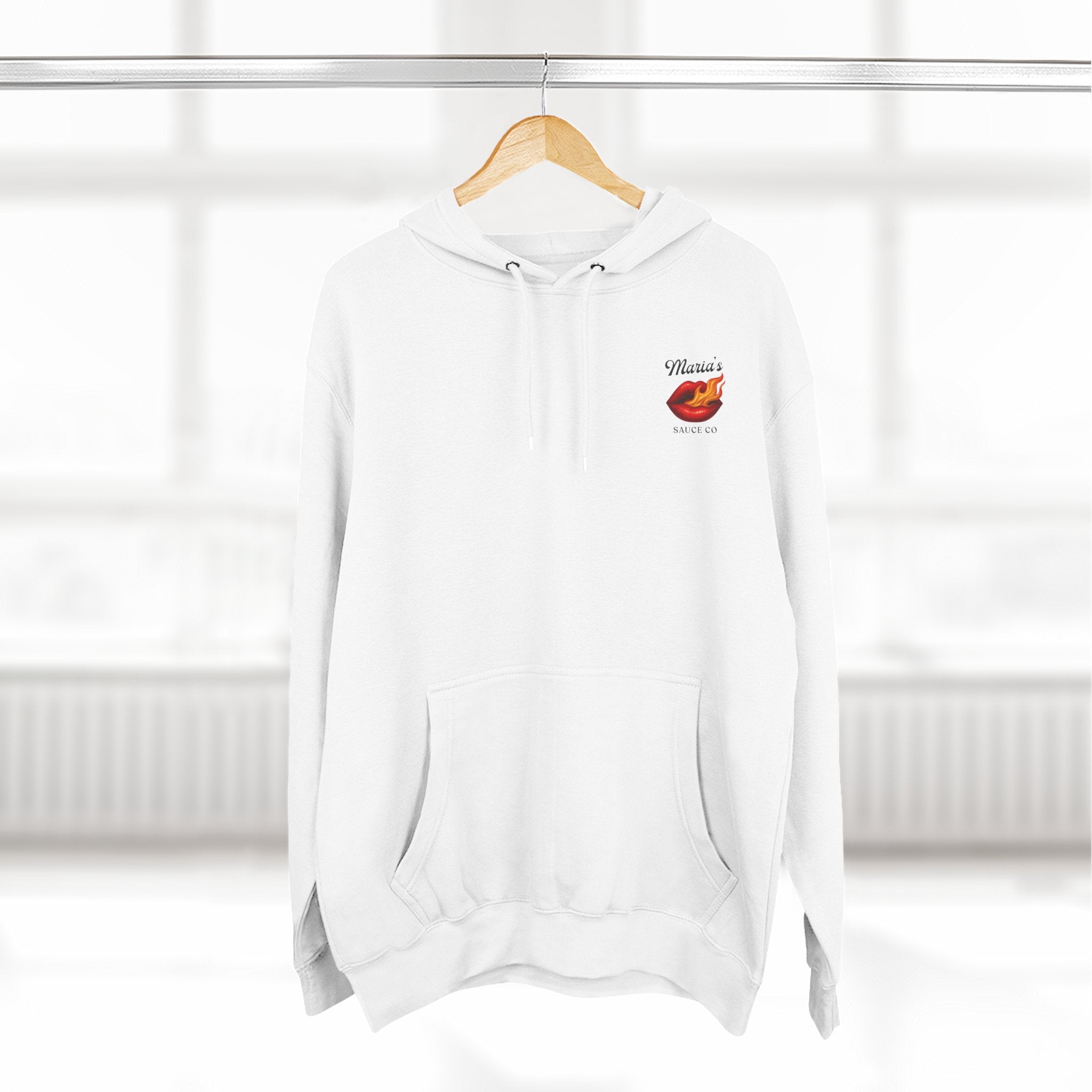 Trendy Fleece Hoodie with Flame Kiss Design