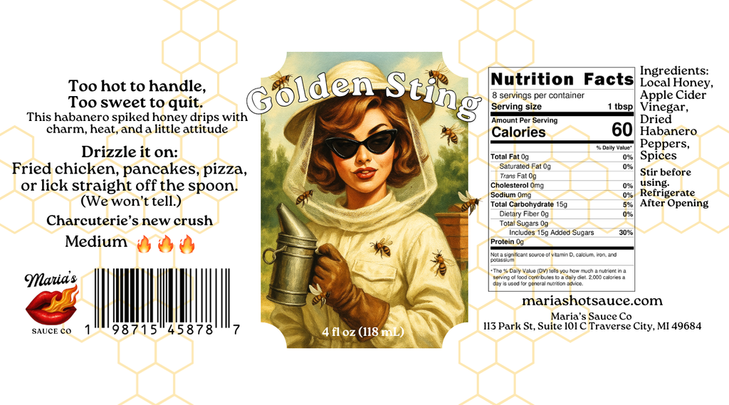 Golden Sting Hot Honey - Artisan Hot Honey with Chili Heat | Small Batch Craft Honey
