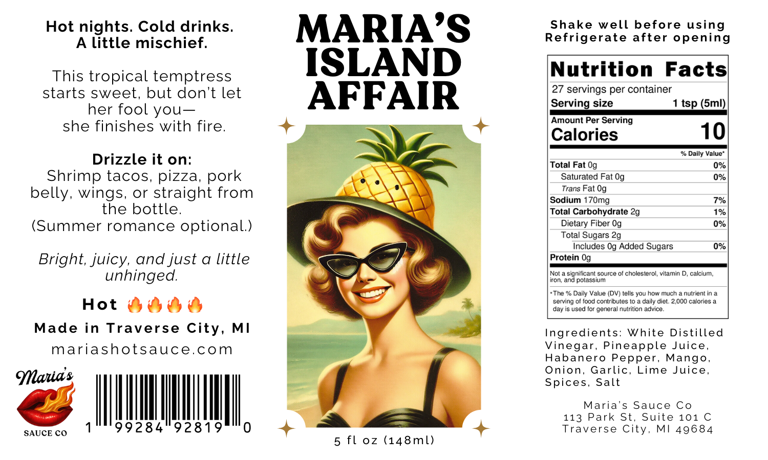 Island Affair - Tropical Pineapple Hot Sauce | Caribbean Habanero Sauce with Lime | Artisan Craft