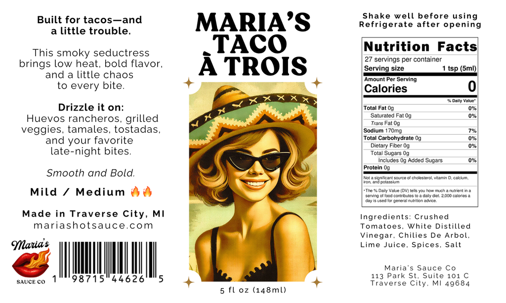 Taco à Trois - Artisan Mexican Hot Sauce | Chile de Árbol Taco Sauce | Small Batch Craft